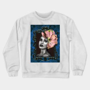 Pink and Blue Ladies Fine Art HomeDecor Wall Art Digital Prints Artwork Illustration Fine Crewneck Sweatshirt